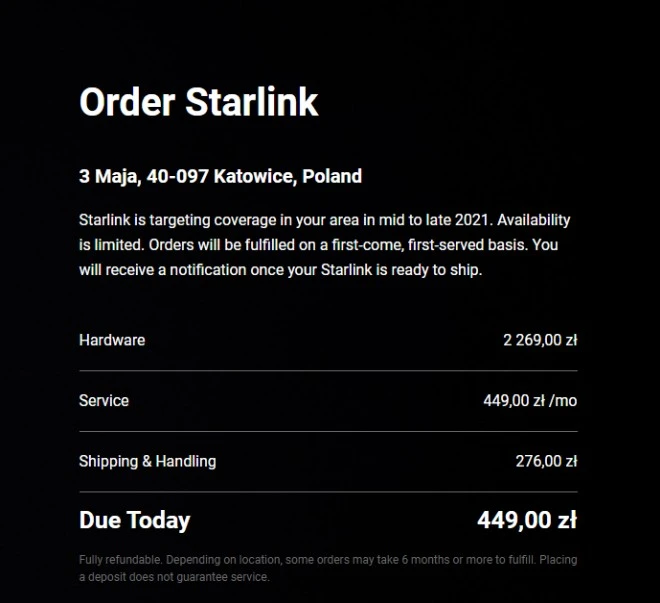 starlink w polsce