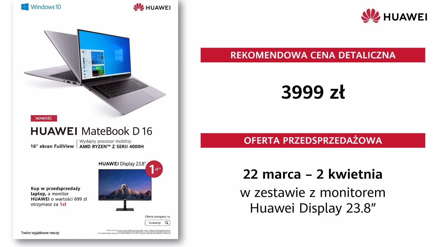 Huawei MateBook D 16 - przedsprzedaż