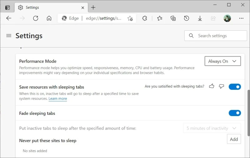 edge performance mode
