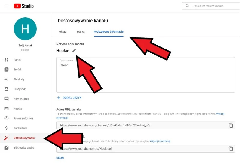 youtube zmiana nazwy kanalu 2