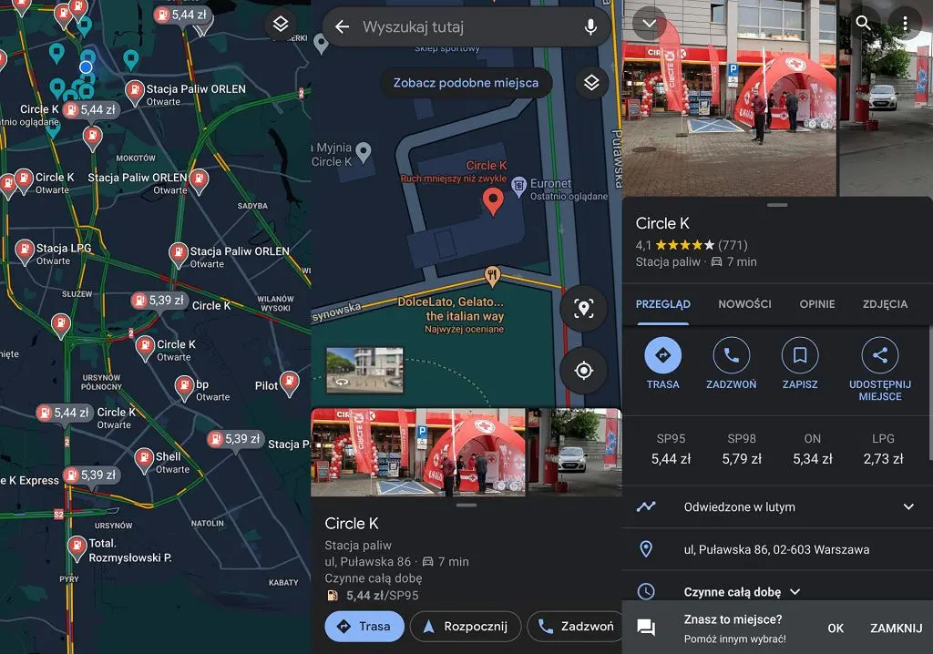 ceny paliw mapy google 2