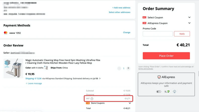 VAT na AliExpress