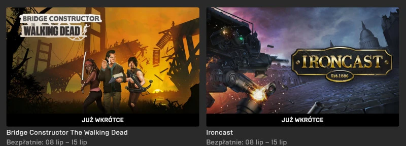 Bridge Constructor The Walking Dead i Ironcast bezpłatnie w Epic Games Store już za tydzień