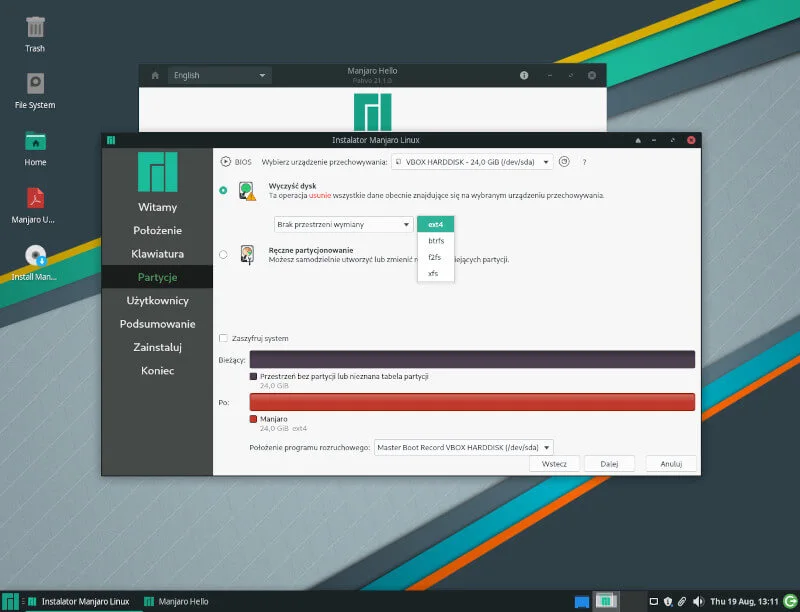 System Linux Manjaro 21.1 Pahvo