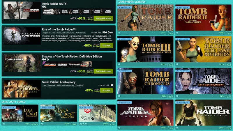 Lara Croft Tomb Raider 25 year Celebration - promocja na Steam