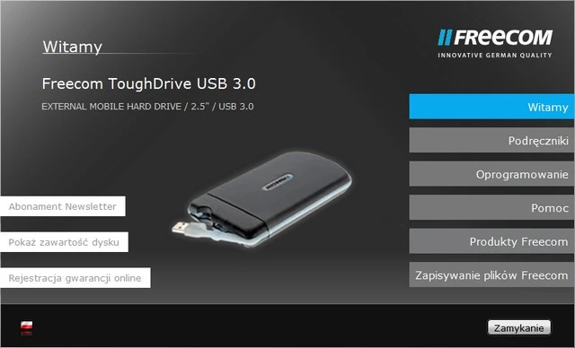 Freecom ToughDrive Start Menu