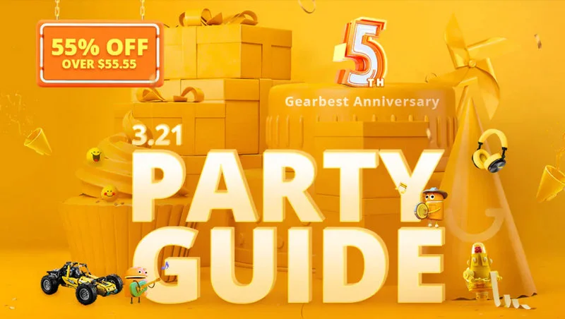 Świeża porcja kuponów rabatowych na 5. urodziny sklepu GearBest