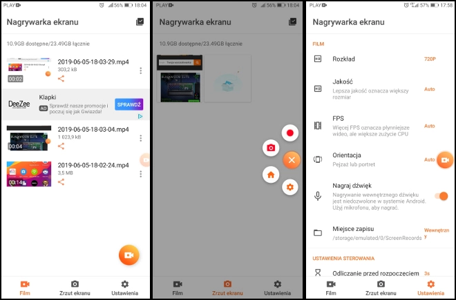 Nagrywarka ekranu InShot – łatwe przechwytywanie obrazu na smartfonie (recenzja)