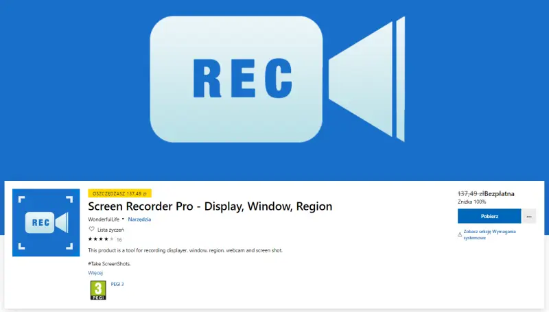 Program do nagrywania ekranu Screen Recorder Pro pobierzecie teraz za darmo