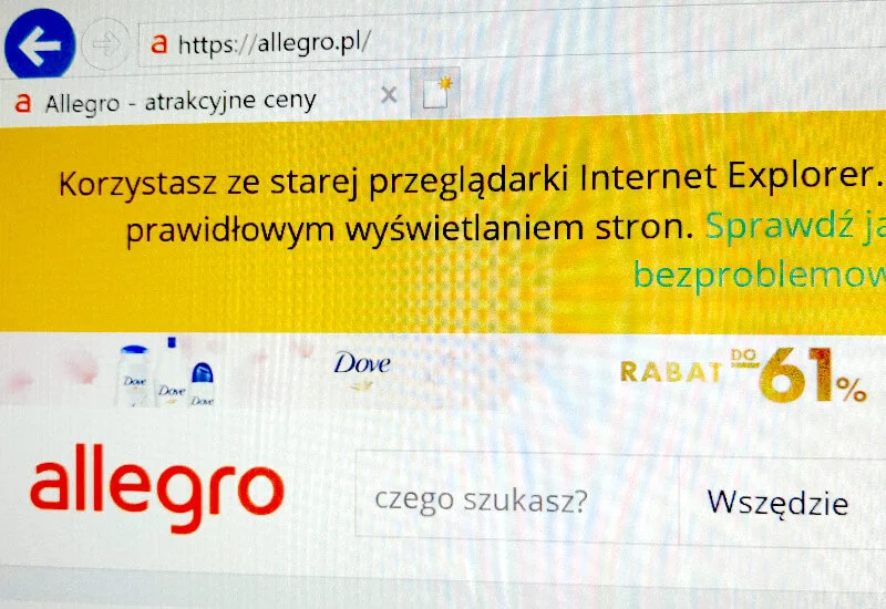 Nawet Allegro zachęca do porzucenia Internet Explorera Microsoftu