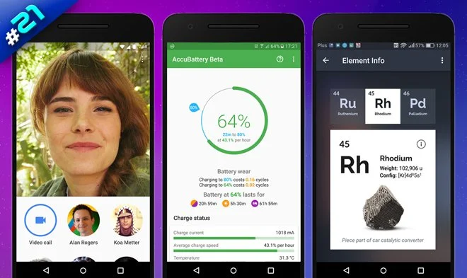 Aplikacje tygodnia #21: nowy pomysł na wideorozmowy, bateria pod kontrolą, powtórka chemii, szybki test Internetu i iPhone pod Androidem