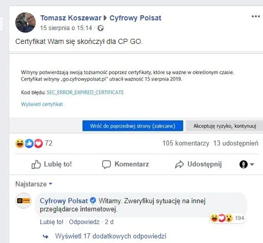 cyfrowy polsat certyfikat 1
