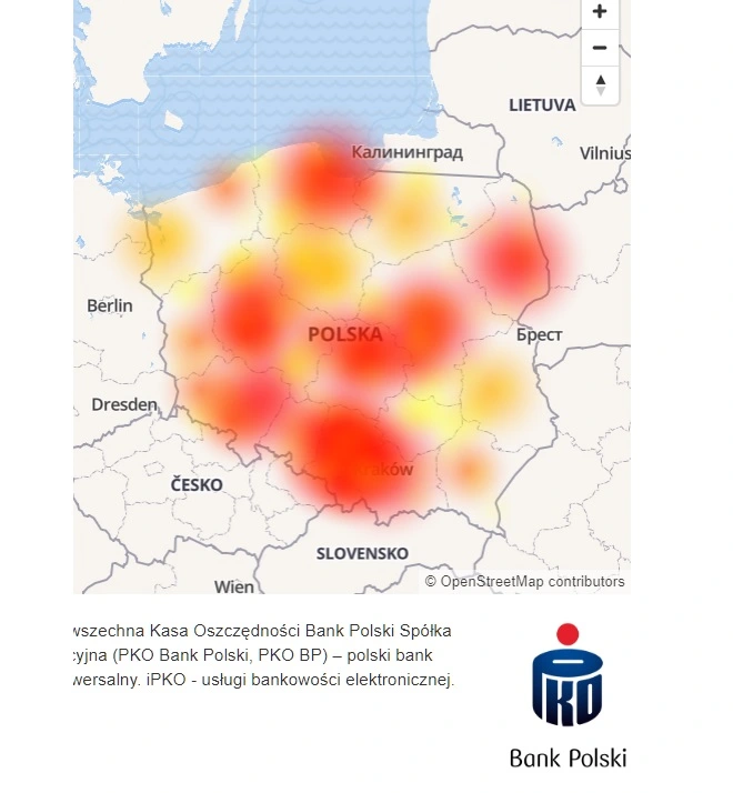 downdetector pko mapa