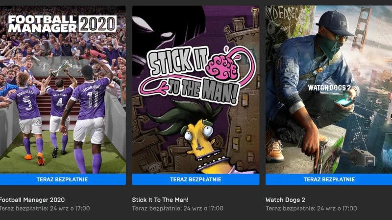 Watch Dogs 2 i Footall Manager 2020. Hity za darmo w Epic Games