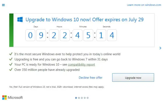 Windows 10 za darmo? Koniec promocji jest bliski. Aplikacja Get Windows 10 (GWX) rozpoczęła ostateczne odliczanie