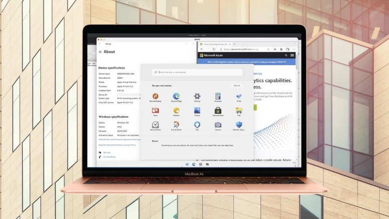 Windows 10X uruchomiony na smartfonie Lumia 950 XL i MacBooku