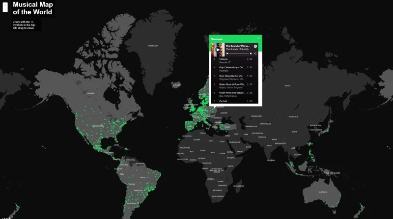 Muzyczna mapa Spotify. Sprawdź, czego słucha się w różnych miejscach świata