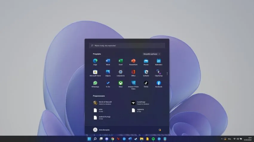 Menu Start Windows 11 z kolejnym usprawnieniem. Dotyczy folderów