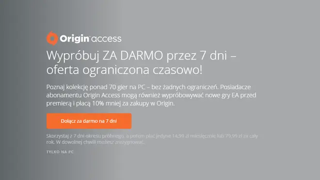 Origin Access jest dostępny za darmo: i to przez tydzień!