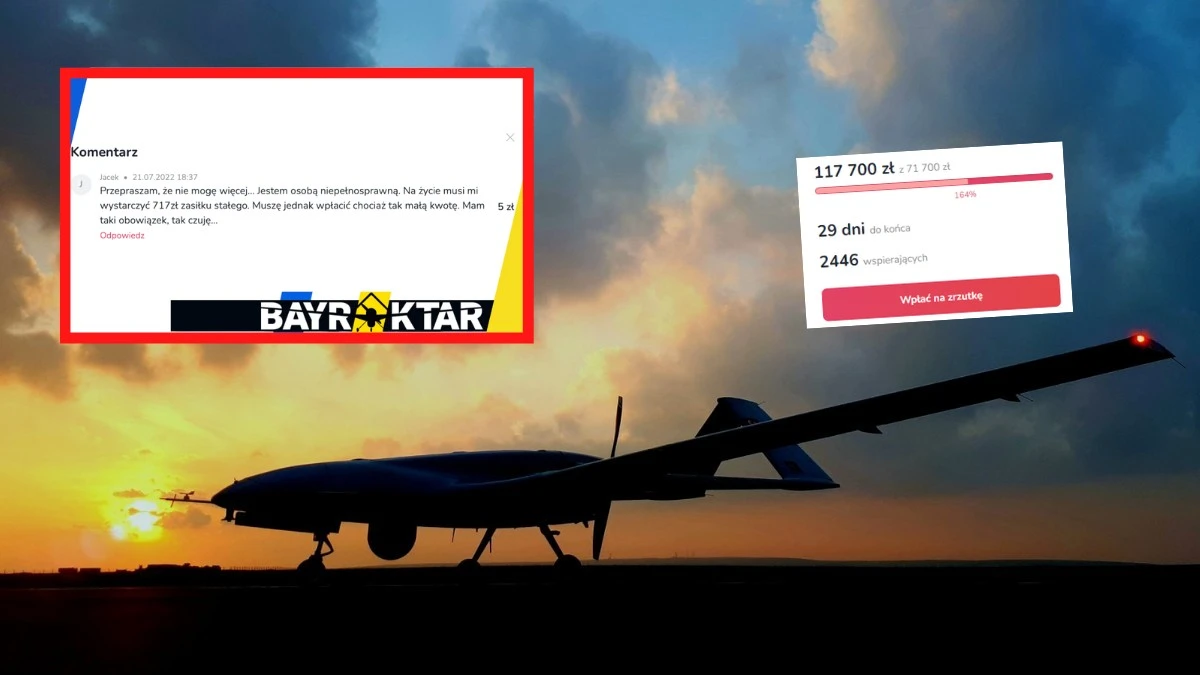 Niepełnosprawny wpłacił 5 zł na Bayraktara dla Ukrainy. Polacy odmienili jego życie