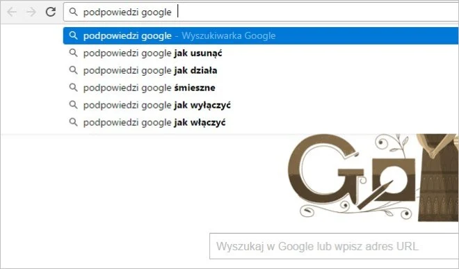 Jak usunąć podpowiedzi Google z paska adresu?