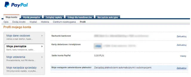 Moje pieniądze - PayPal