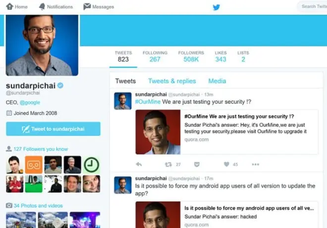 Konta społecznościowe szefa Google zostały zhakowane